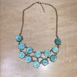 Blue rhinestone adjustable necklace